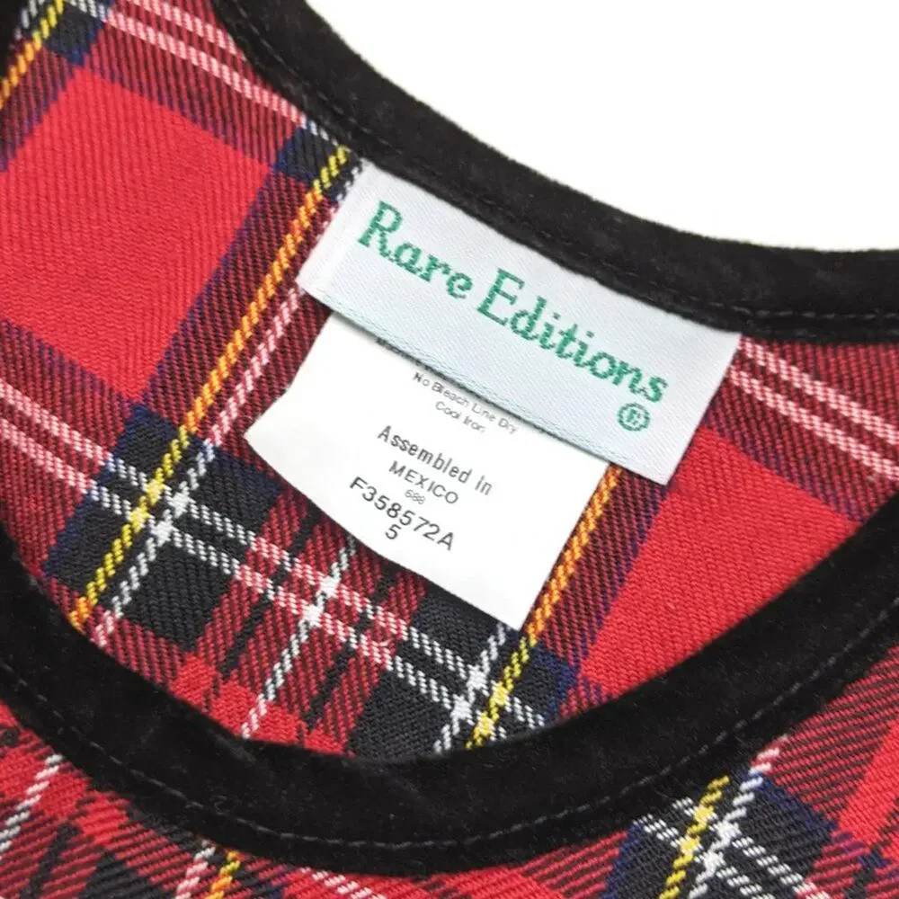 Vintage Rare Editions Dress Girls Size 4T Red Tartan Plaid Sleeveless